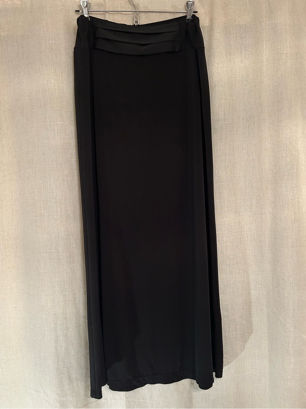 Daisy Fuentes Black Maxi Skirt Size L Foldover Waist Stretch